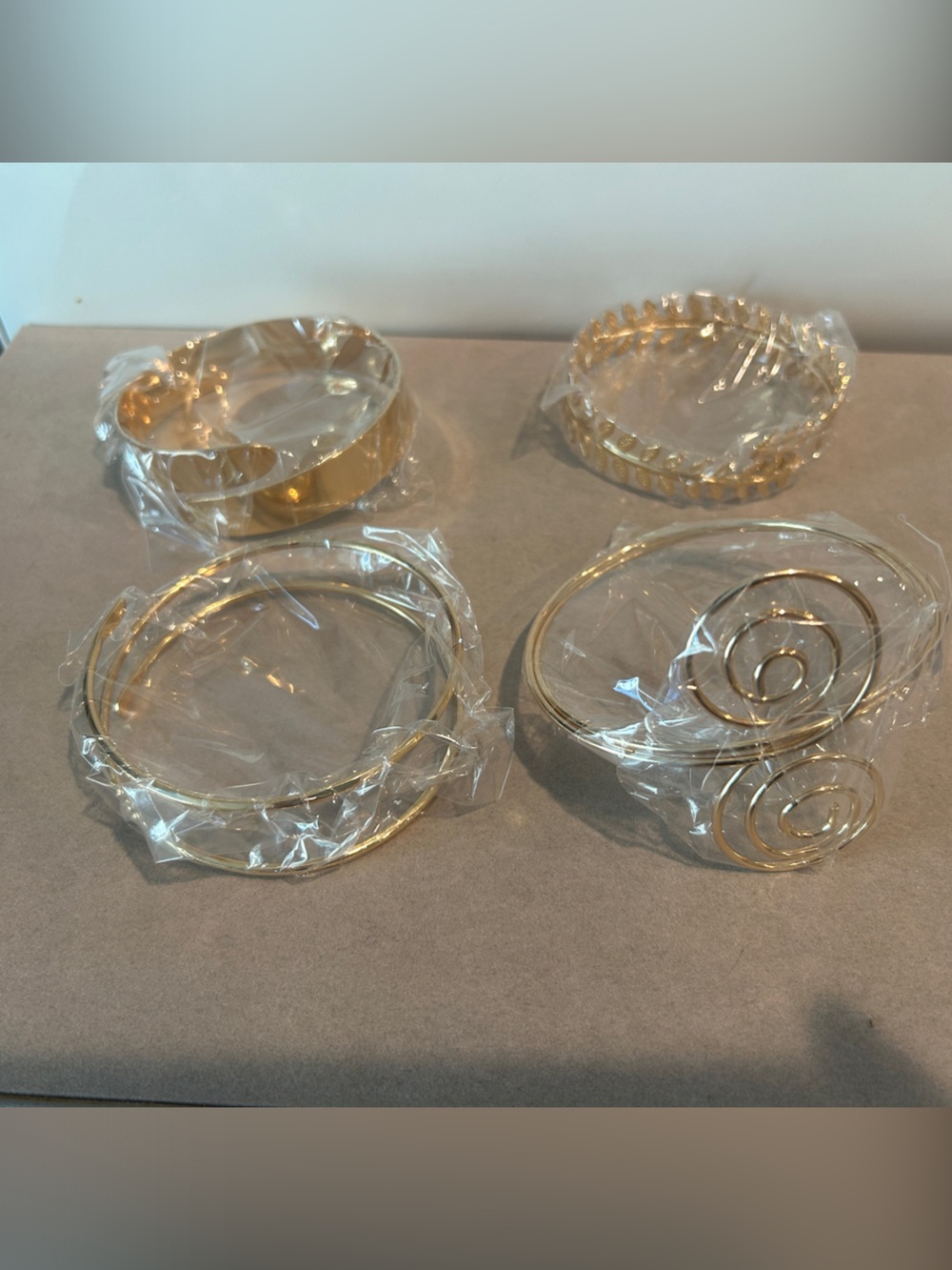 Gold Tone Metal Bracelets Set - 4 Piece